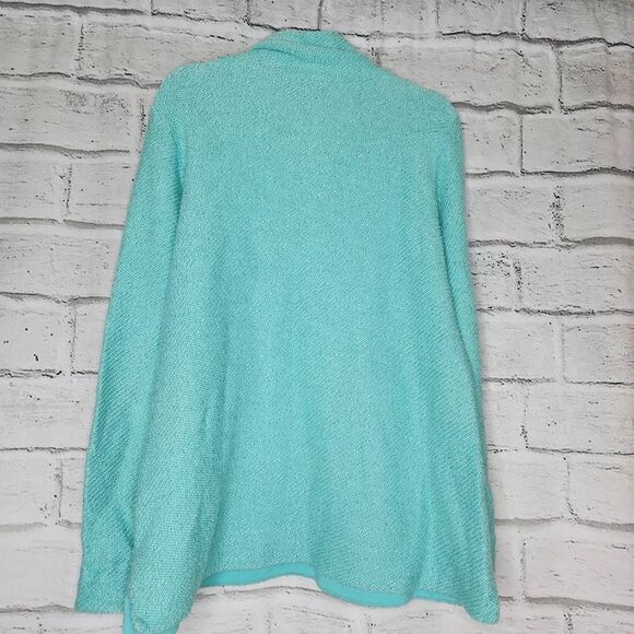 Soft Surroundings Knit Westport Zip Pockets 1/4 Zip Pullover Sweater Teal Large - Picture 9 of 14